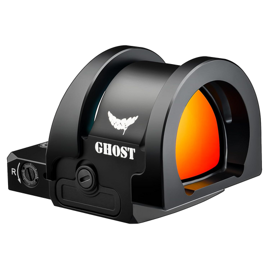 a close up of a red dot sight