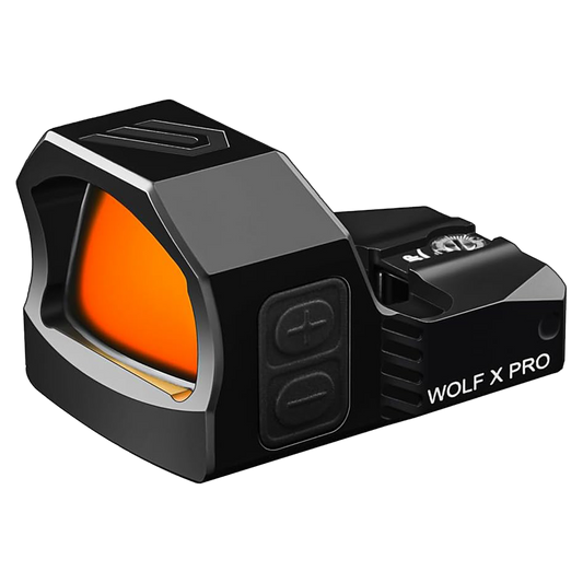 a close up of a red dot sight