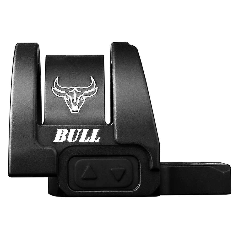 a bull logo on the side of a black vehicle