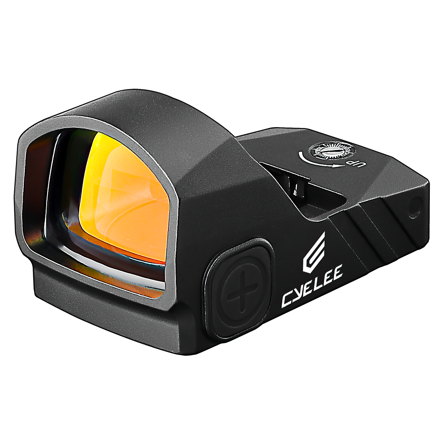 a close up of a red dot sight