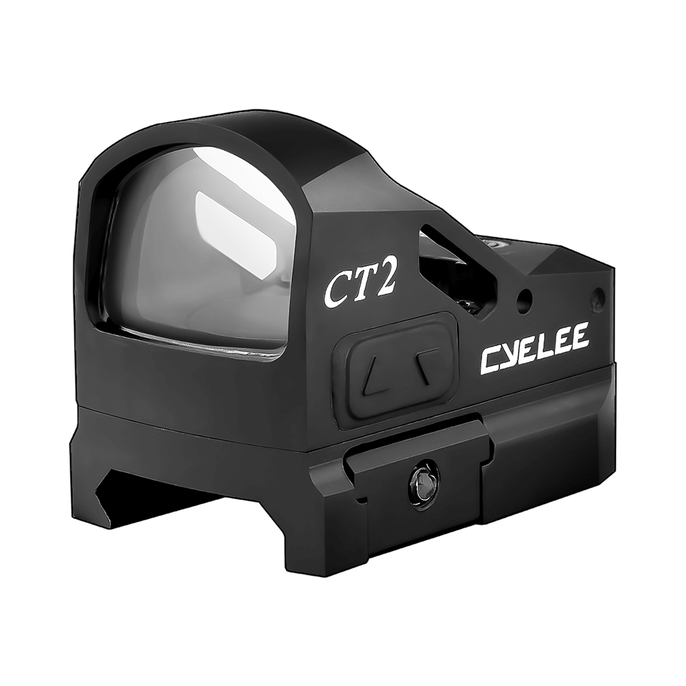 a close up of a red dot sight