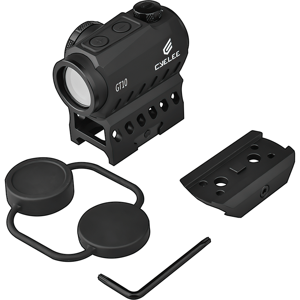 Cyelee 3MOA GT10 Rifle Green Dot With Co-witness Riser Mount and MOTAC(Shake Awake) - Cyelee Optics Red Dot Reflex Sight Shake Awake Optic Rugged Pistol