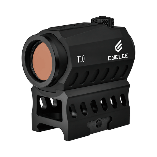 Cyelee T10 Shake Awake Rifle Red Dot With Co-witness Riser Mount and MOTAC - Cyelee Optics Red Dot Reflex Sight Shake Awake Optic Rugged Pistol