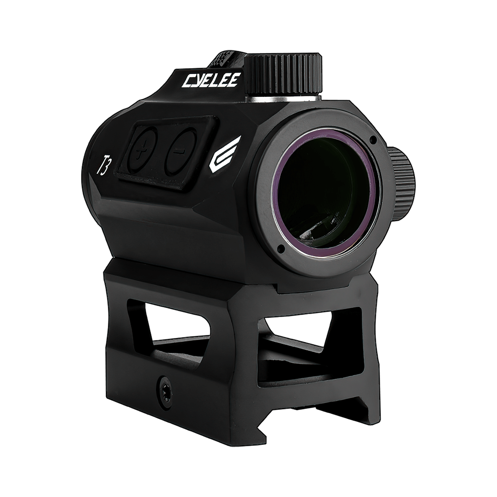 Cyelee 3MOA T3 Rifle Red Dot With Co-witness Riser Mount and MOTAC(Shake Awake) - Cyelee Optics Red Dot Reflex Sight Shake Awake Optic Rugged Pistol