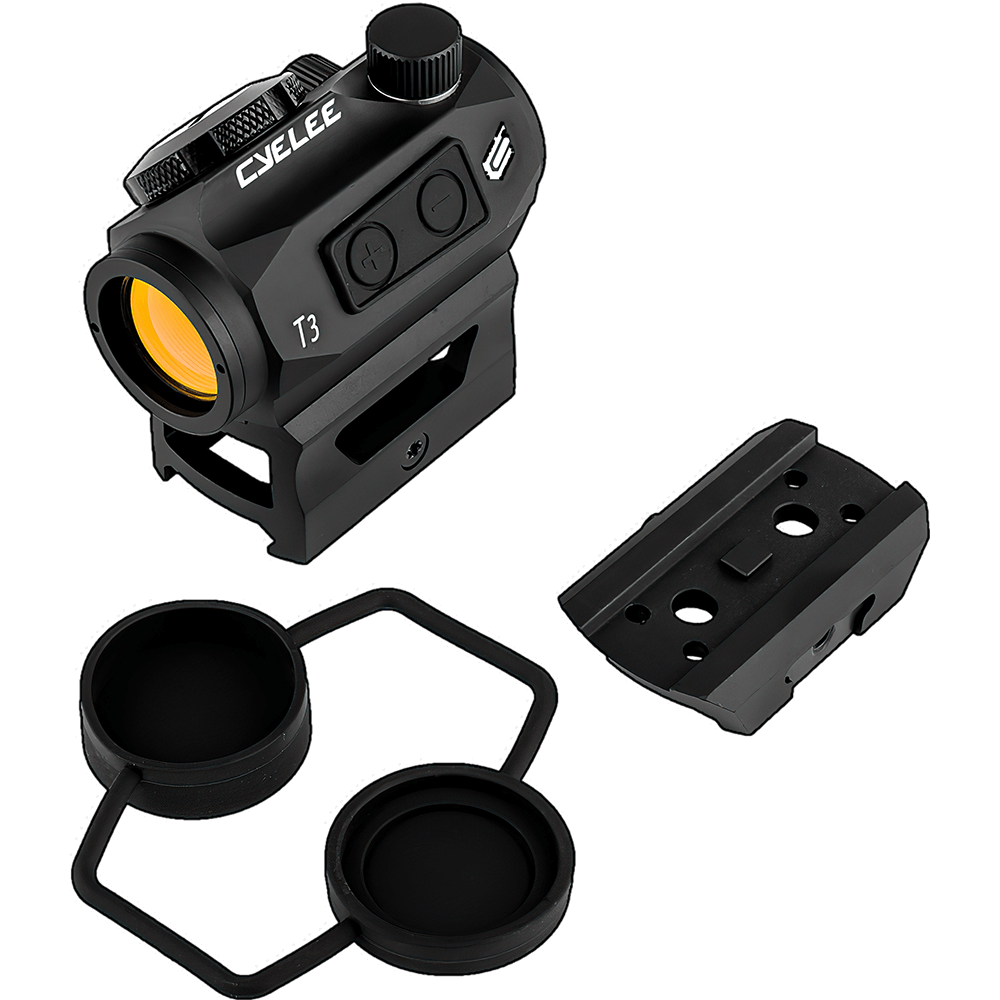 Cyelee 3MOA T3 Rifle Red Dot With Co-witness Riser Mount and MOTAC(Shake Awake) - Cyelee Optics Red Dot Reflex Sight Shake Awake Optic Rugged Pistol