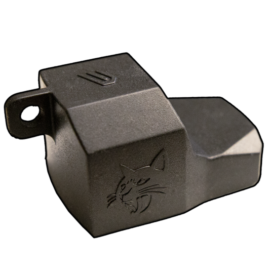 a metal object with a cat drawn on it