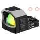 a red dot sight with a green dot on it