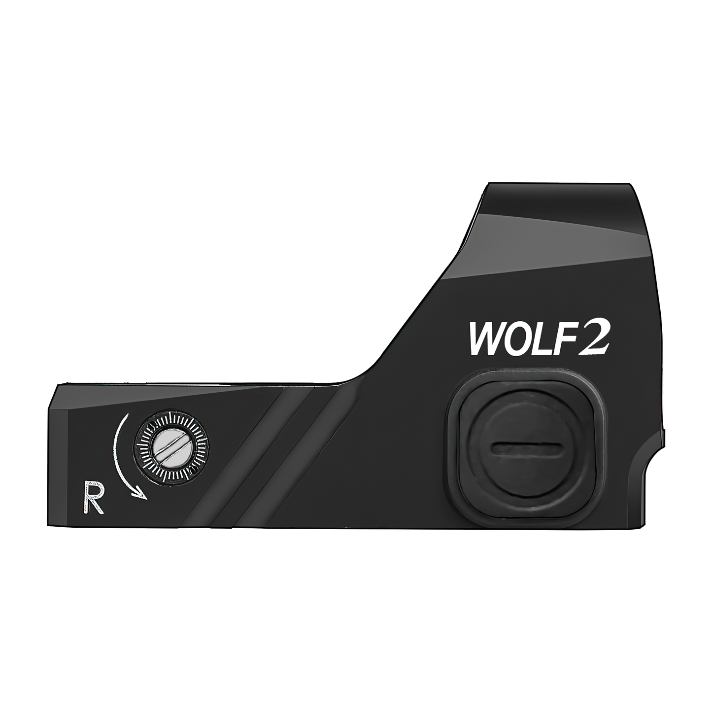 a close up of a black camera with a white background