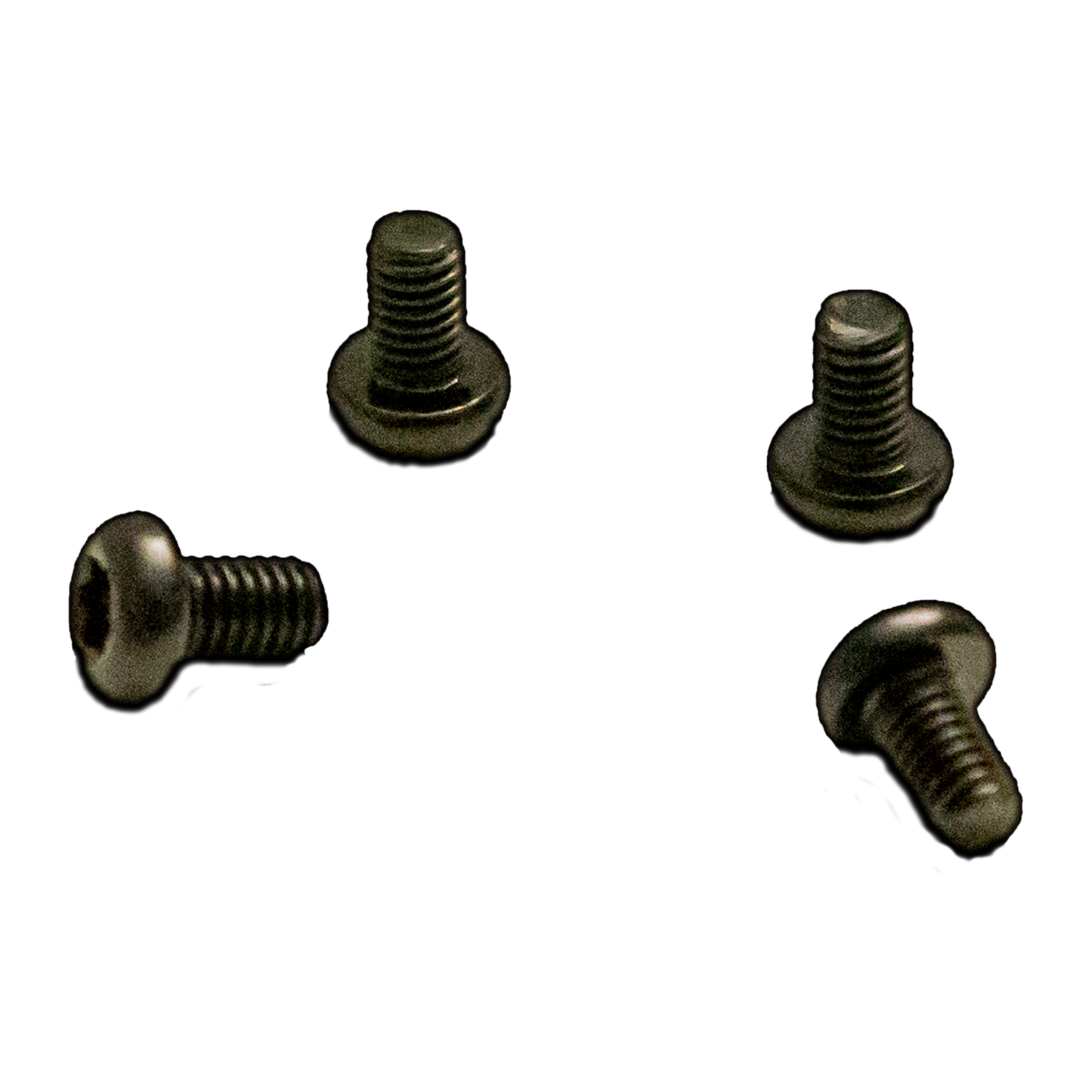 a set of screws on a black background
