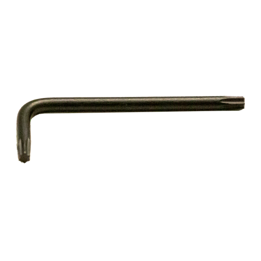 a black metal handle on a white background