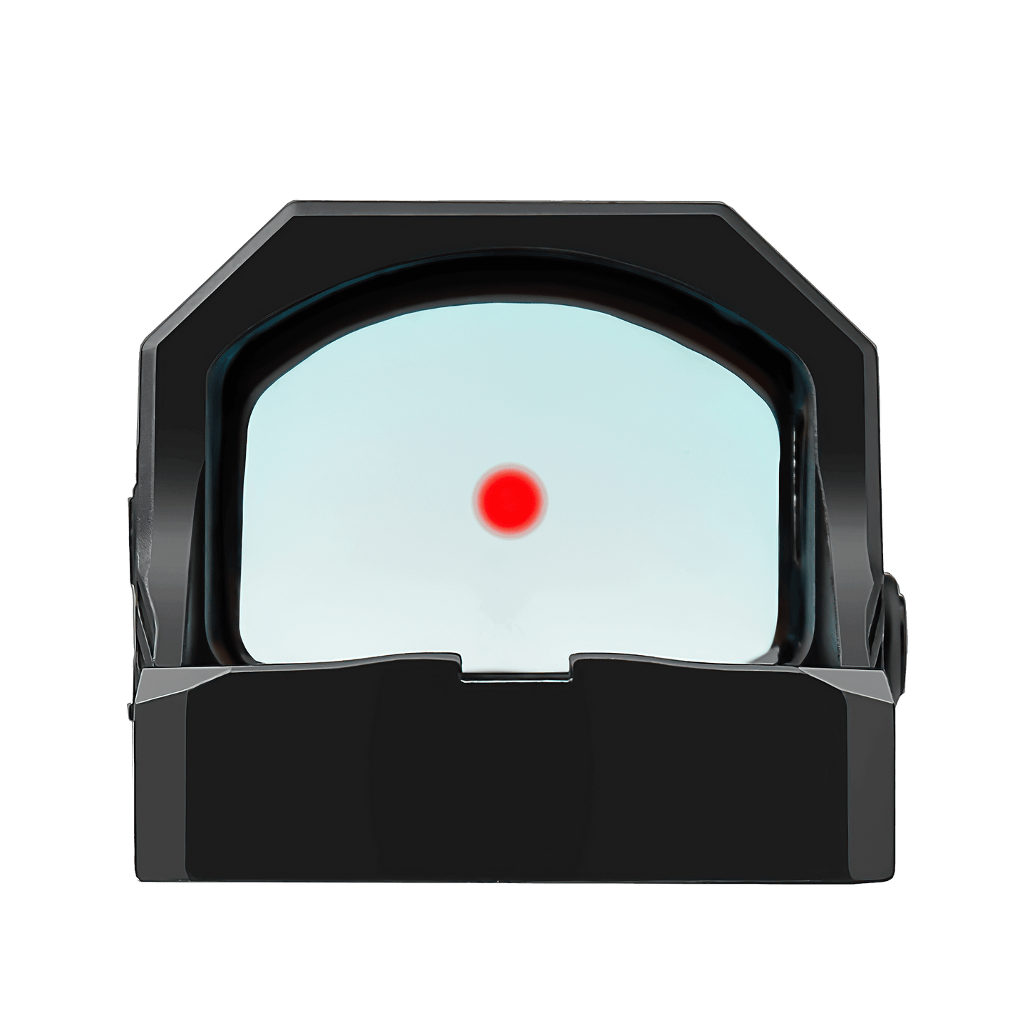 a close up of a red dot on a black background