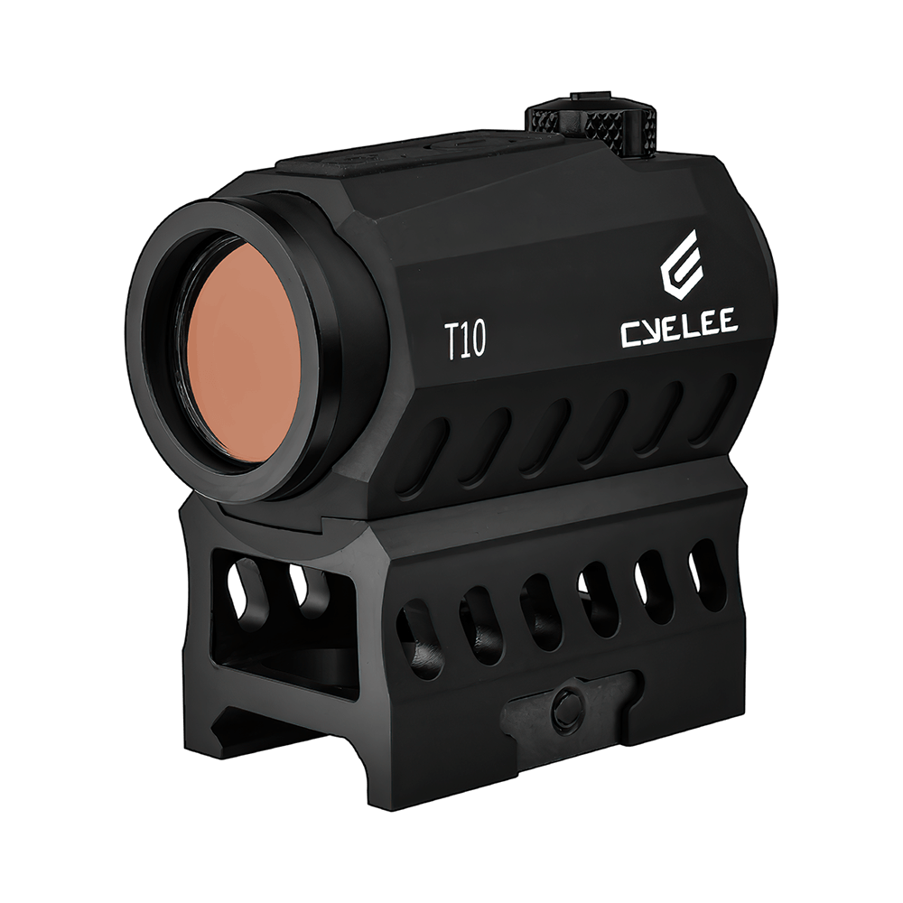 Cyelee T10 Shake Awake Rifle Red Dot With Co-witness Riser Mount and MOTAC - Cyelee Optics Red Dot Reflex Sight Shake Awake Optic Rugged Pistol