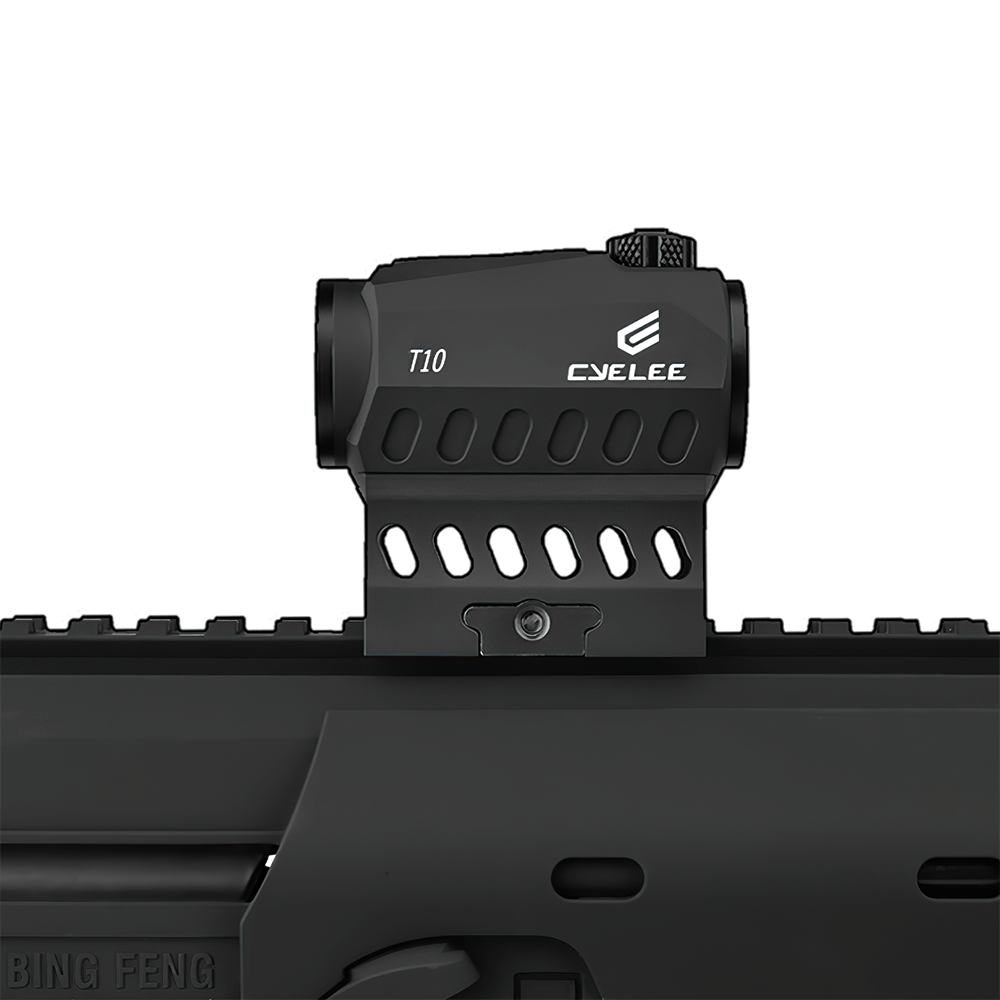 Cyelee T10 Shake Awake Rifle Red Dot With Co-witness Riser Mount and MOTAC - Cyelee Optics Red Dot Reflex Sight Shake Awake Optic Rugged Pistol